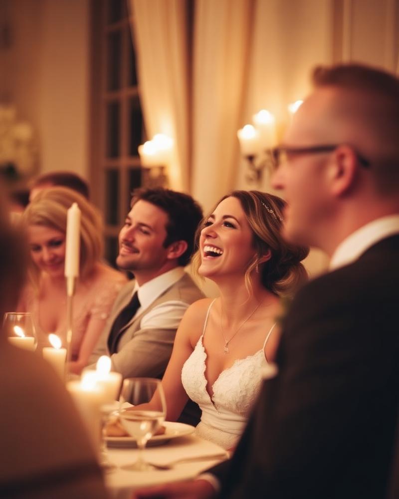 Example: guests laughing during a heartfelt speech
