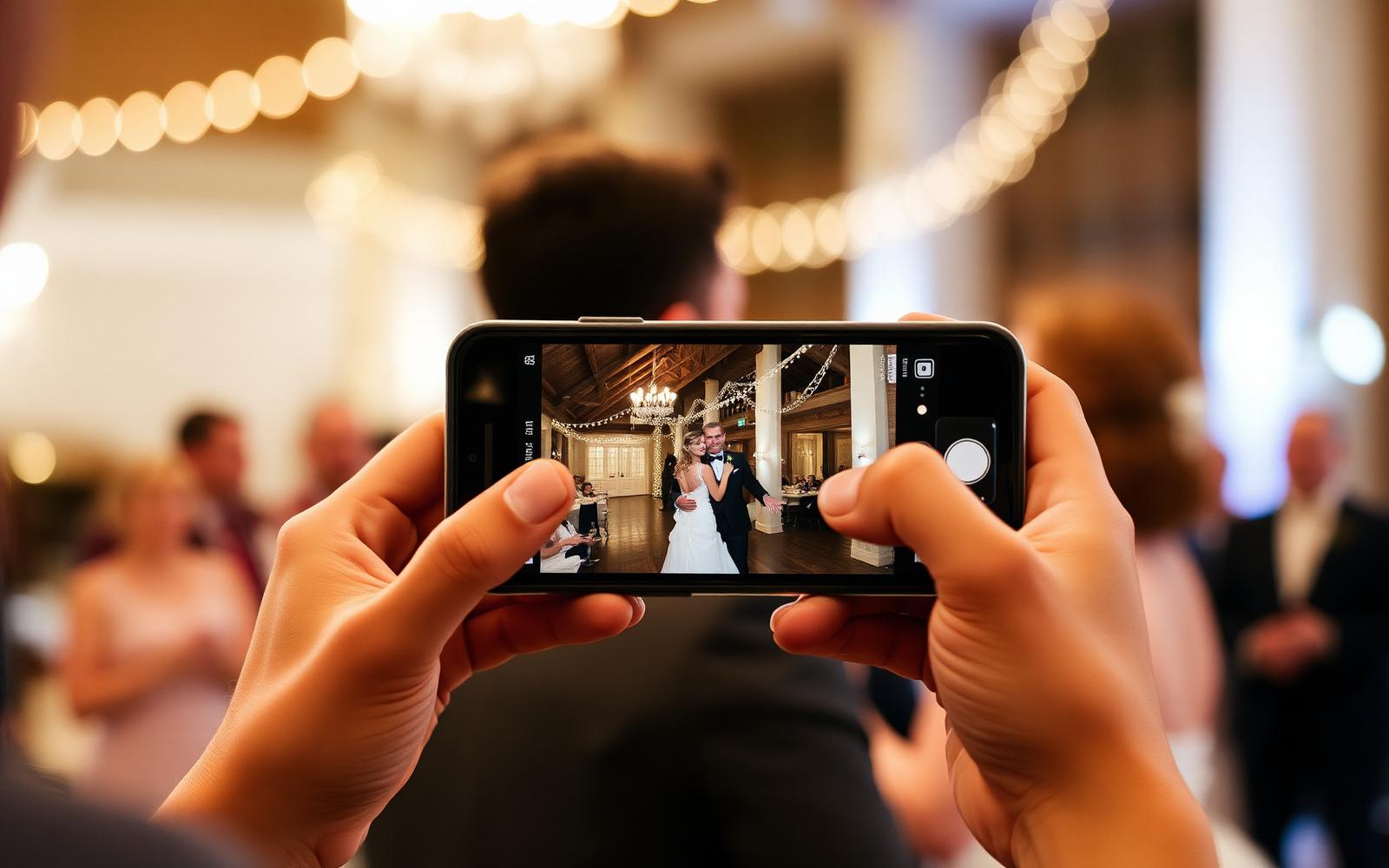 Wedding guests capturing candid moments during the celebration
